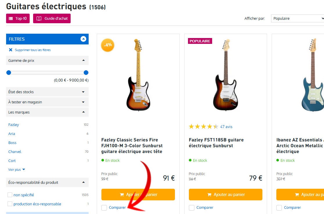 Comparer à partir de l'aperçu du produit ?