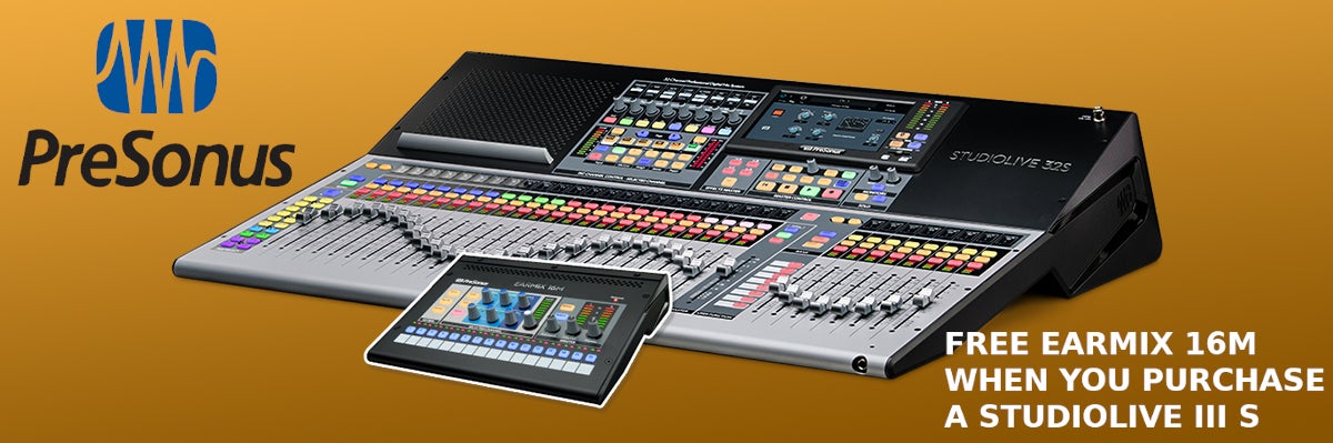 Gratis Presonus Earmix 16M bij aanschaf van een StudioLive S mixer! Gratis Presonus Earmix 16M bij aanschaf van een StudioLive S mixer!