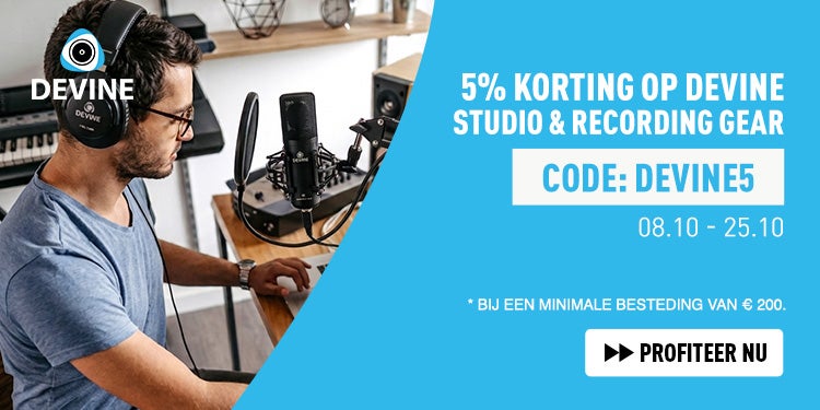 5% korting op Devine studio & recording gear met code DEVINE5